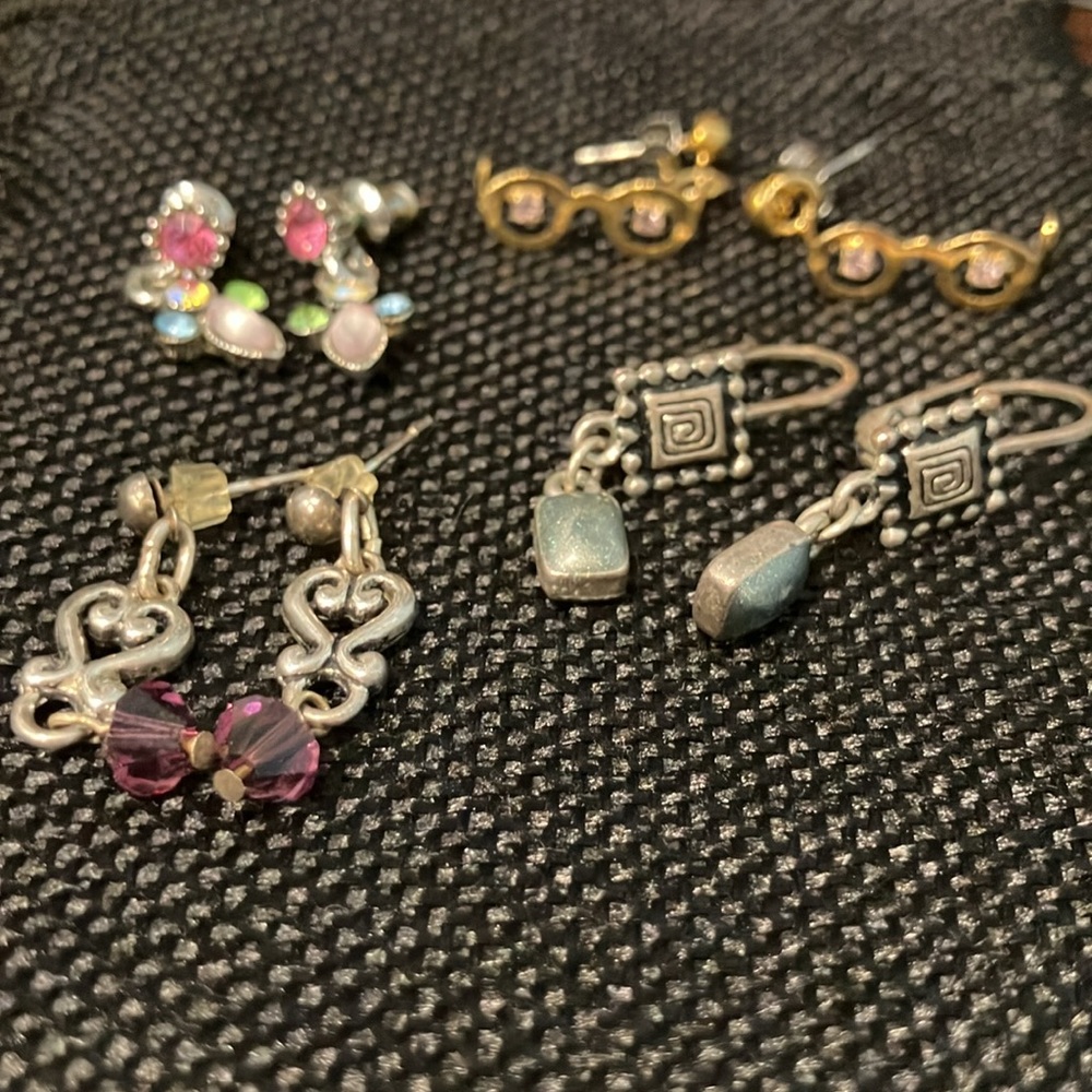 Dangle Earrings Bundle 4 Pairs Dainty silver and gold tones